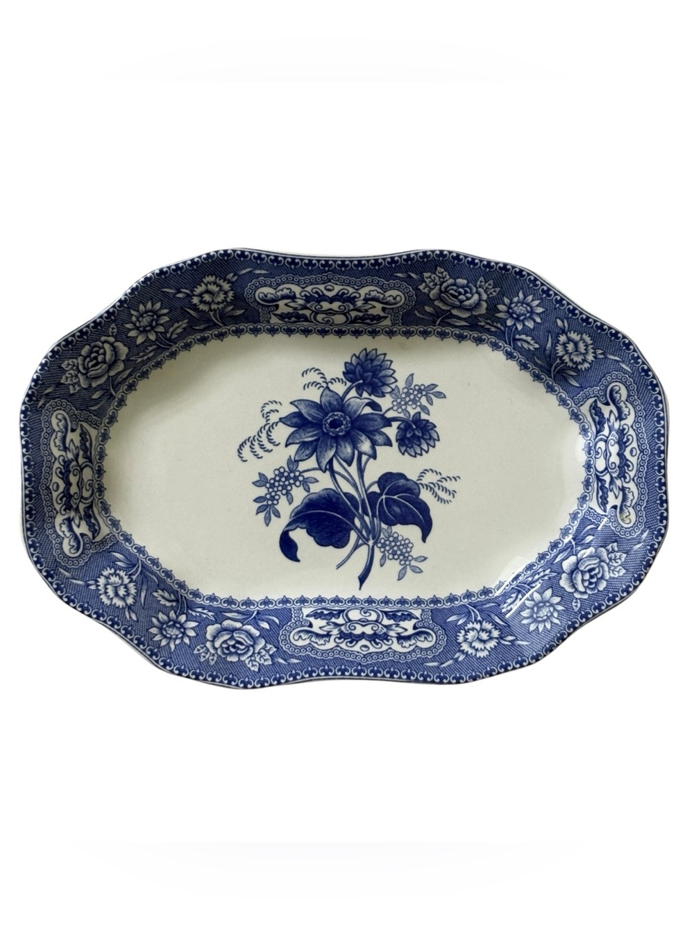 Spode Blue Room “Floral” Hexagonal Oval Fluted 6" Georgian Collection Soap Dish
